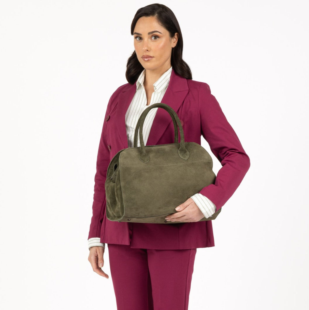 SOFT MILANO Leather Suède - Green Olive