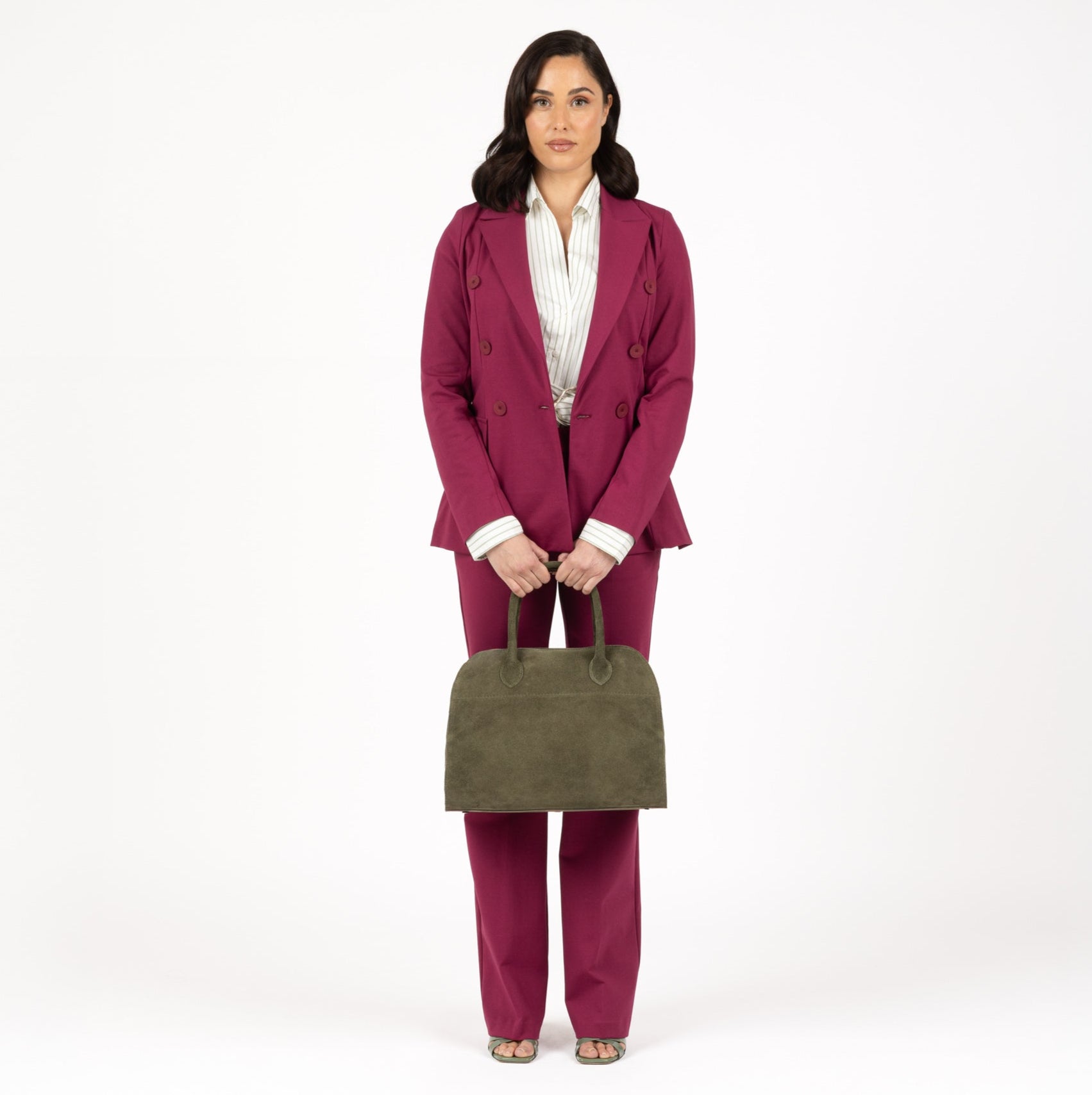SOFT MILANO Leather Suède - Green Olive