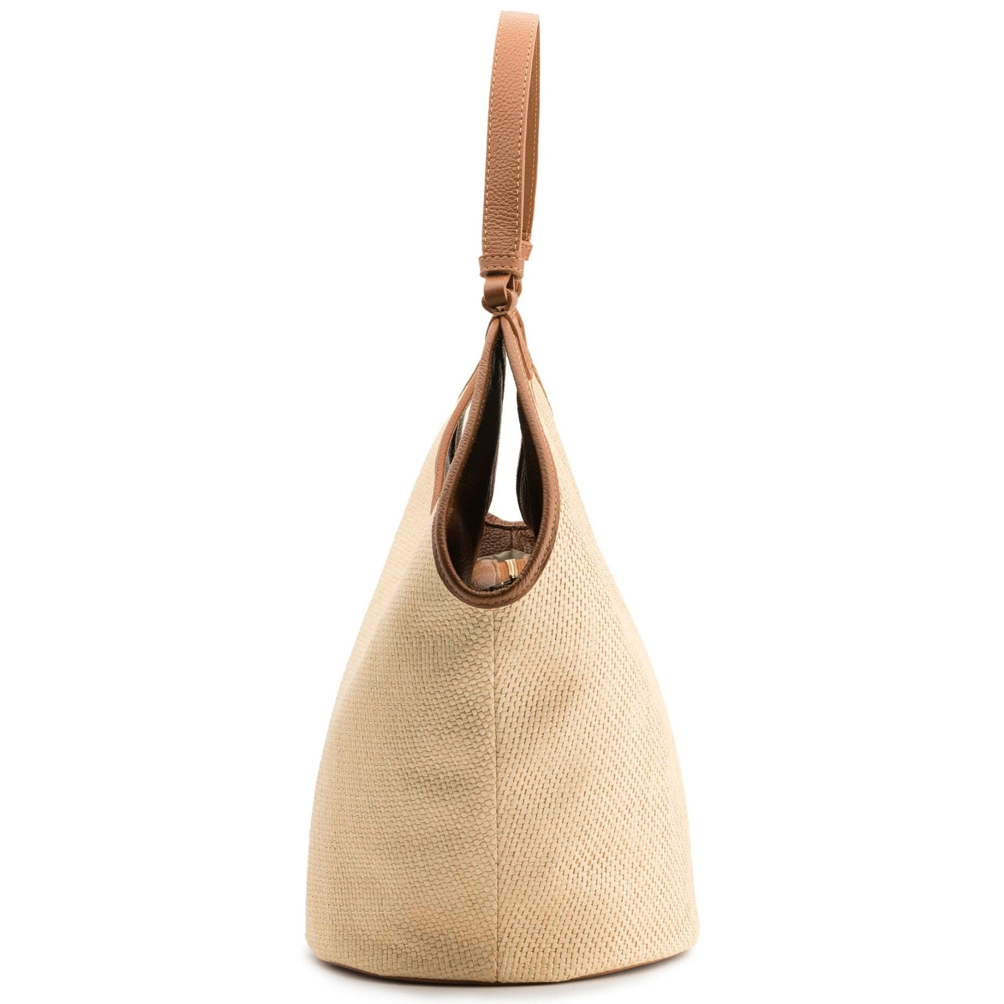 Positano leather & raffia hazelnut