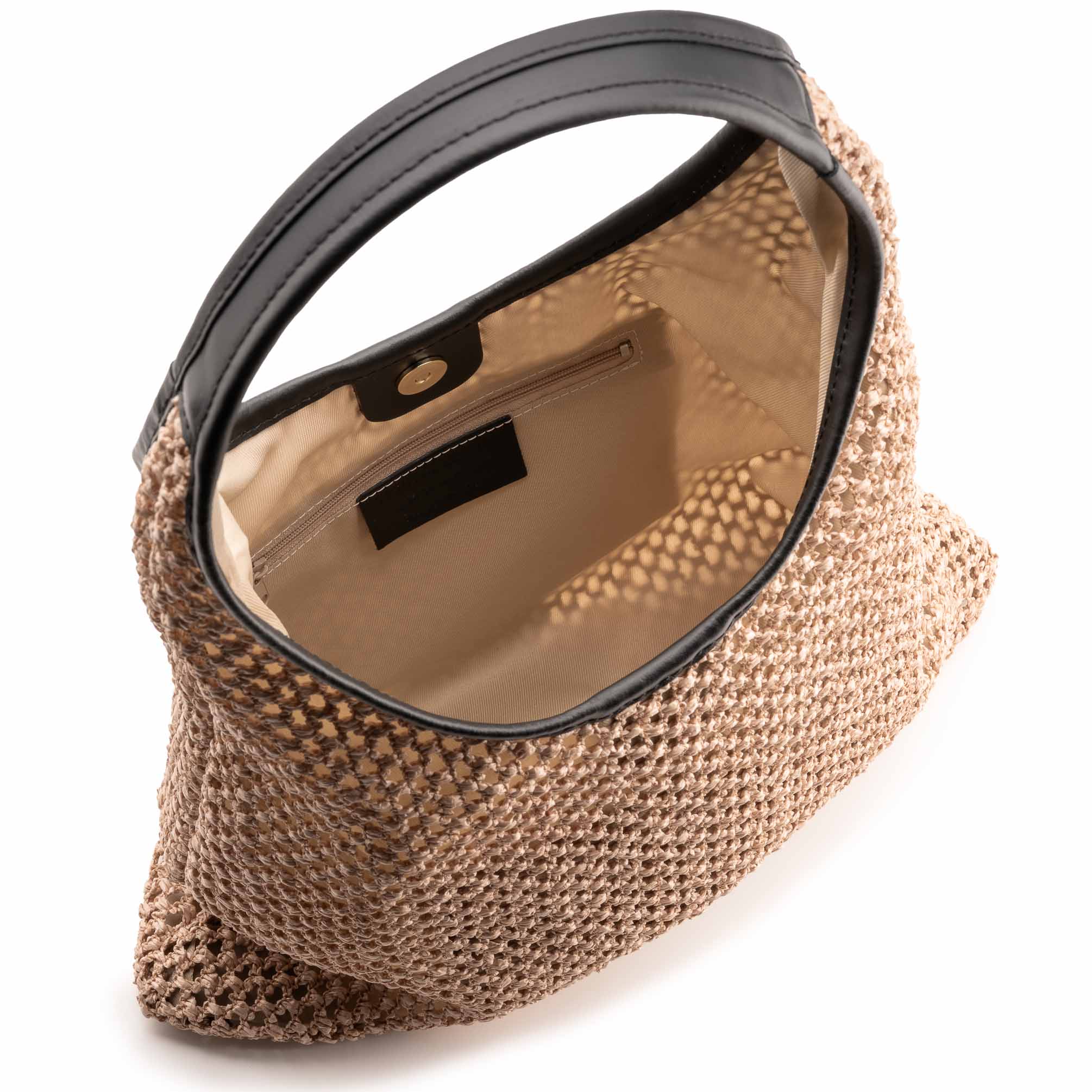 Capri Leather & straw Black