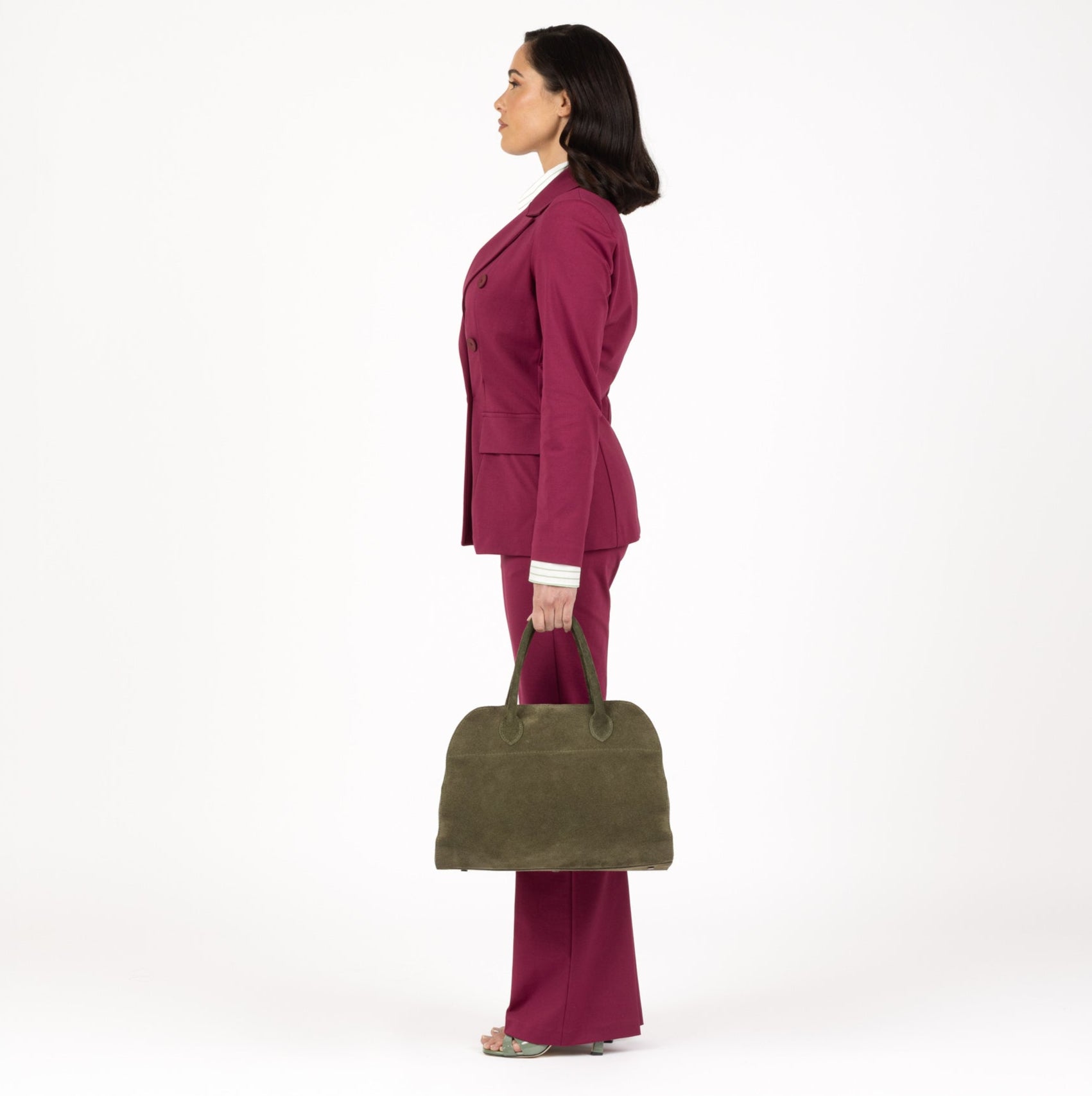 SOFT MILANO Leather Suède - Green Olive