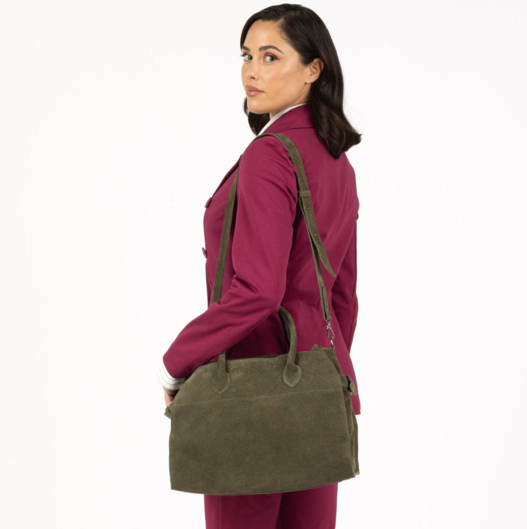 SOFT MILANO Leather Suède - Green Olive