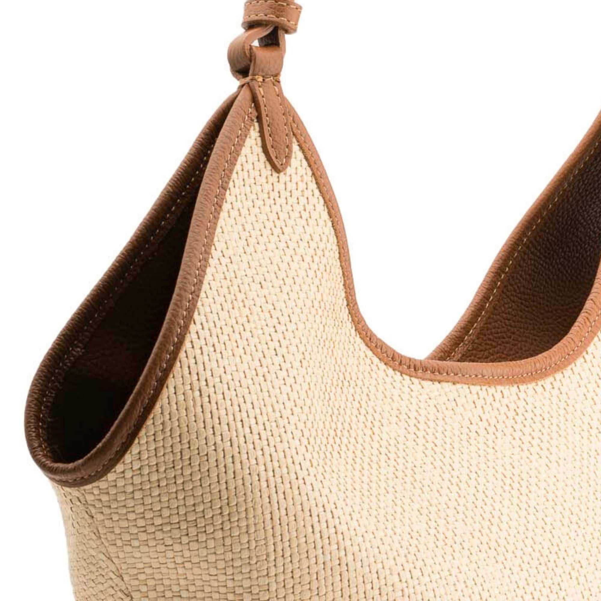 Positano leather & raffia hazelnut