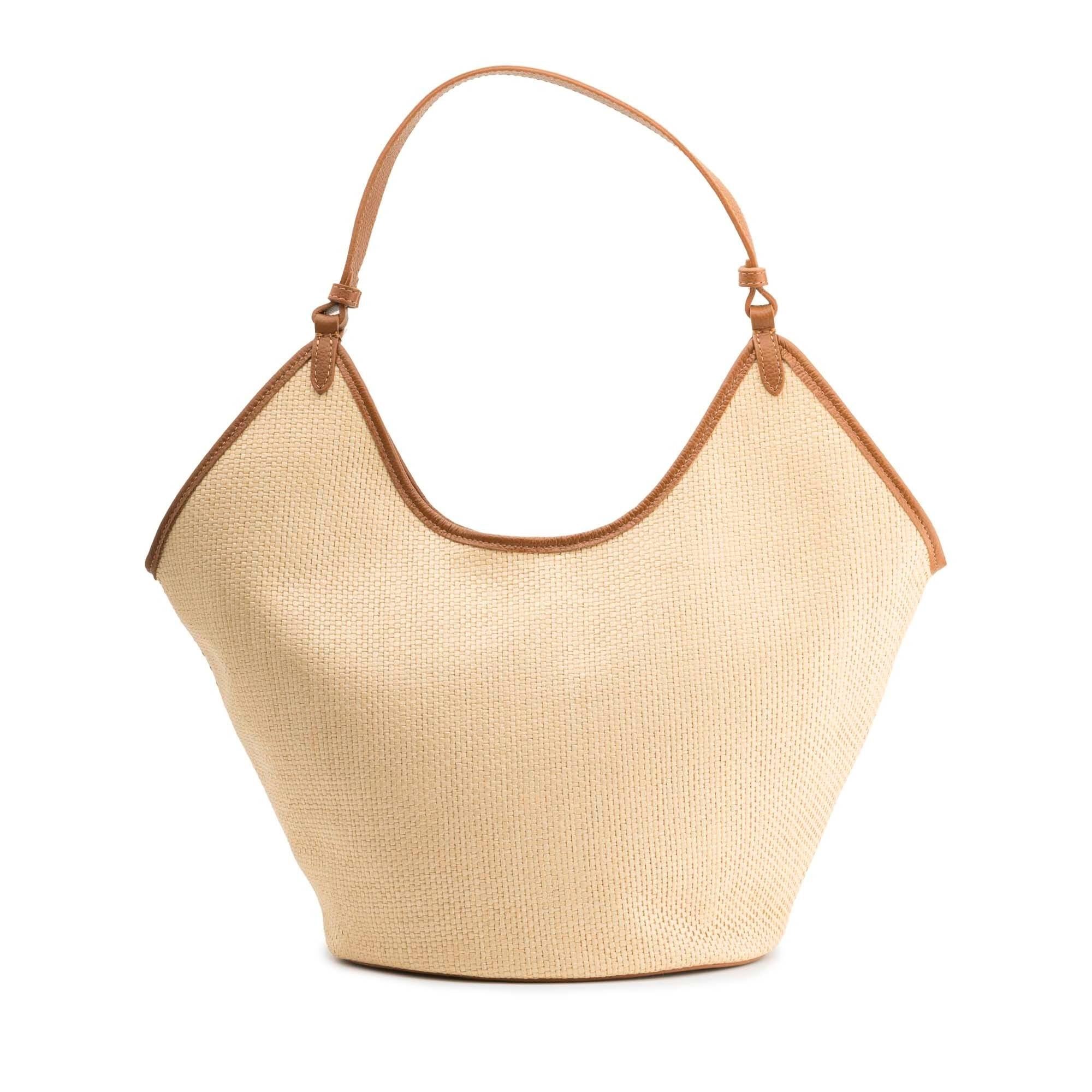 Positano leather & raffia hazelnut