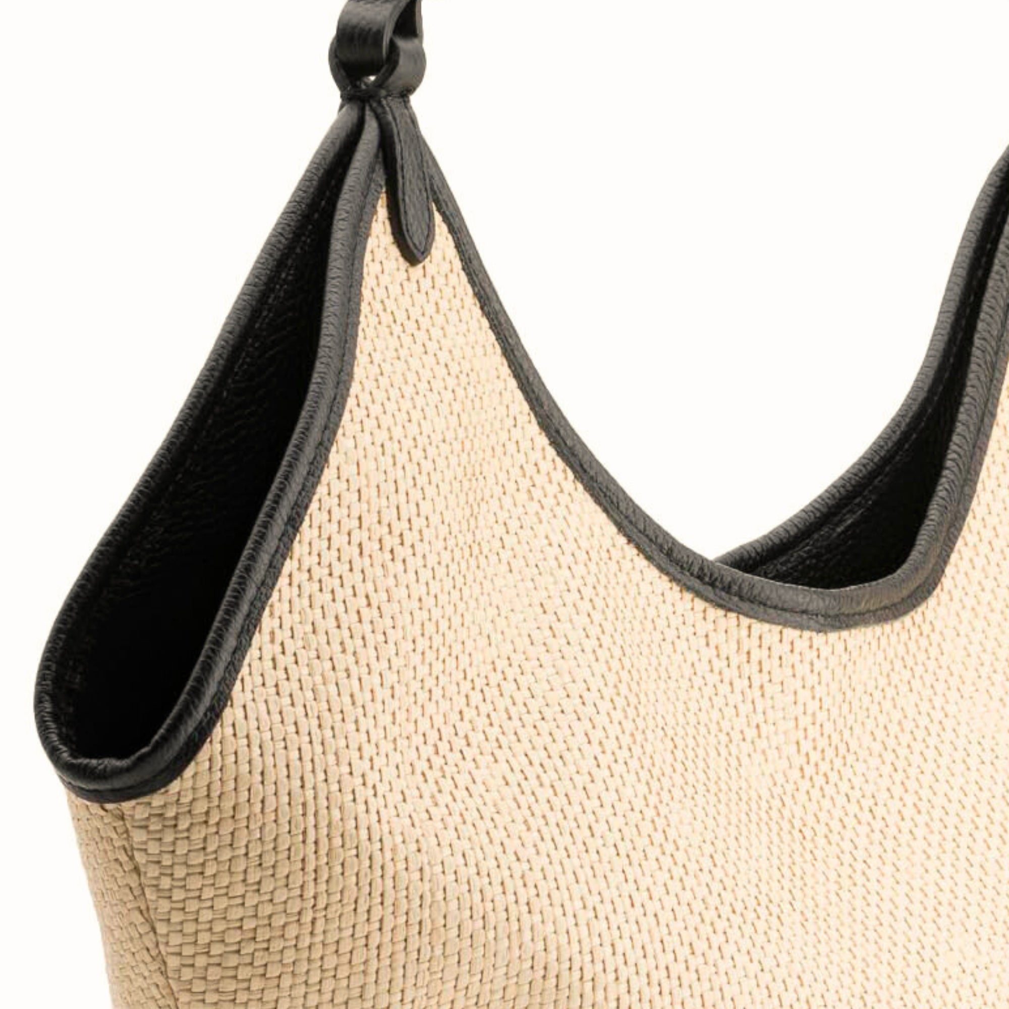 Positano leather & raffia Black