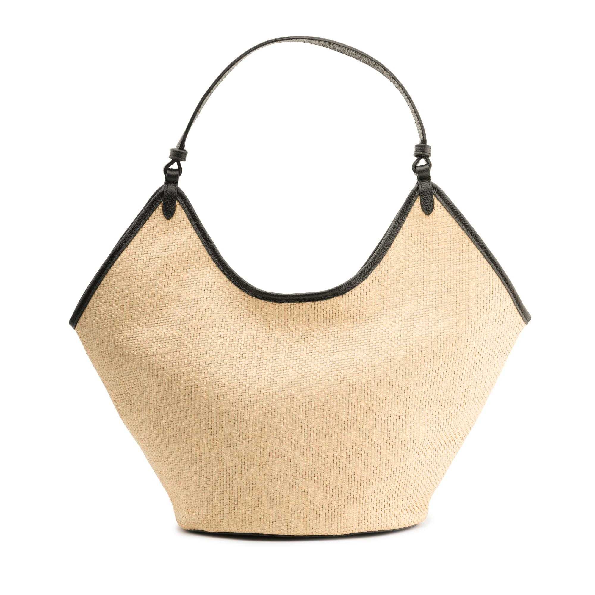 Positano leather & raffia Black