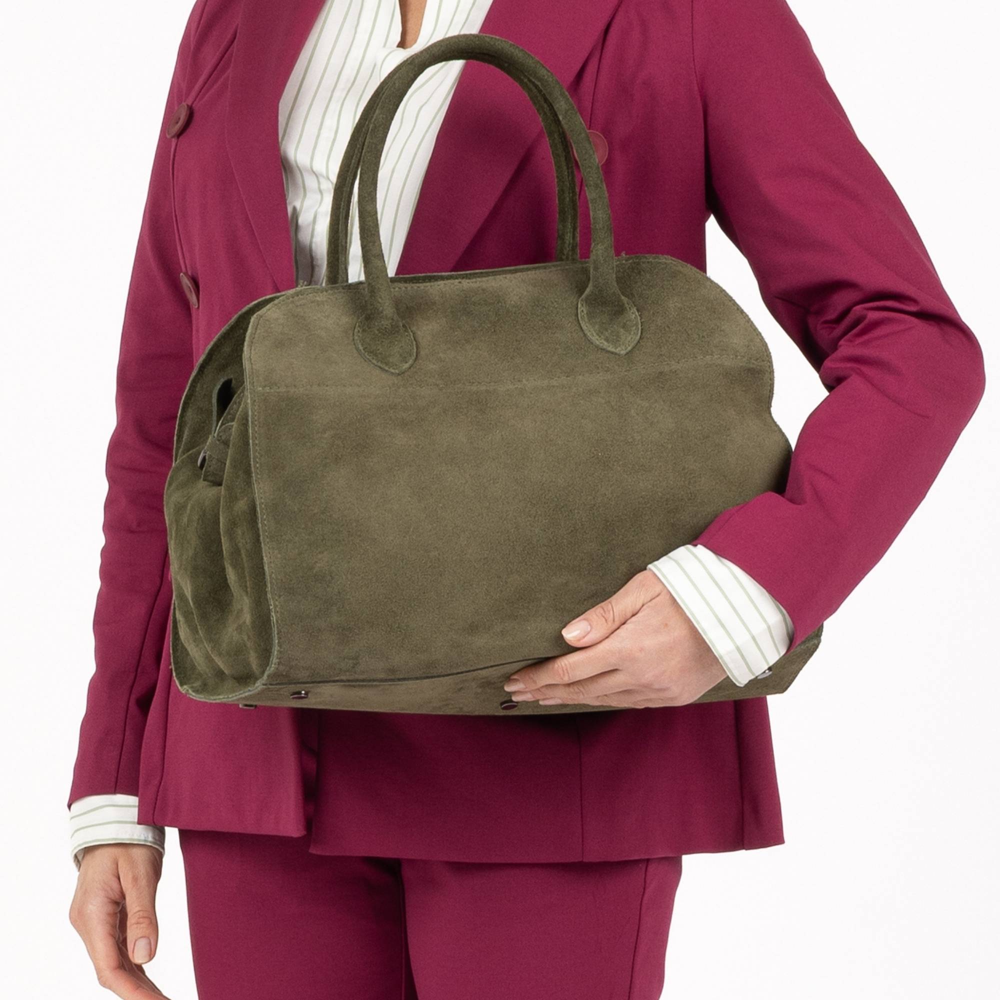 SOFT MILANO Leather Suède - Green Olive